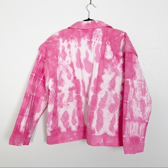 LoveShackFancy Adelade Tie Dye Cotton Quilted Jacket Pink Large Casual - Picture 4 of 8